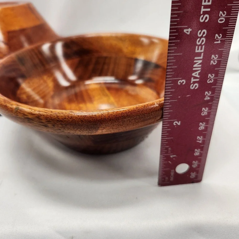 Segmented Walnut Wood FOUR Piece Salad Bowl set‎